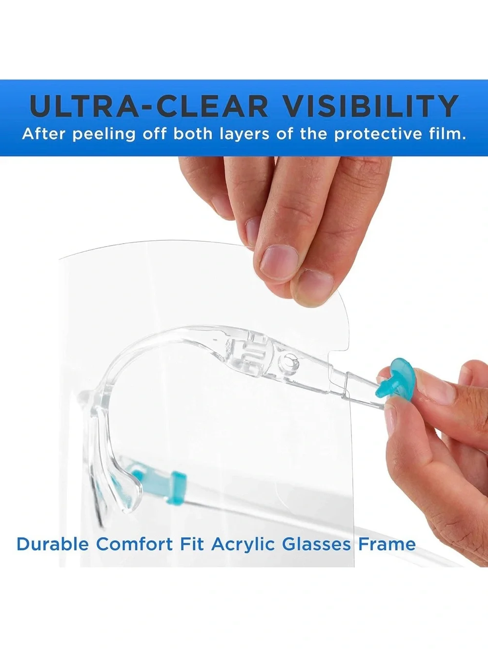 TCP Global Salon World Safety Face Shields with Glasses Frames (Pack of 4)